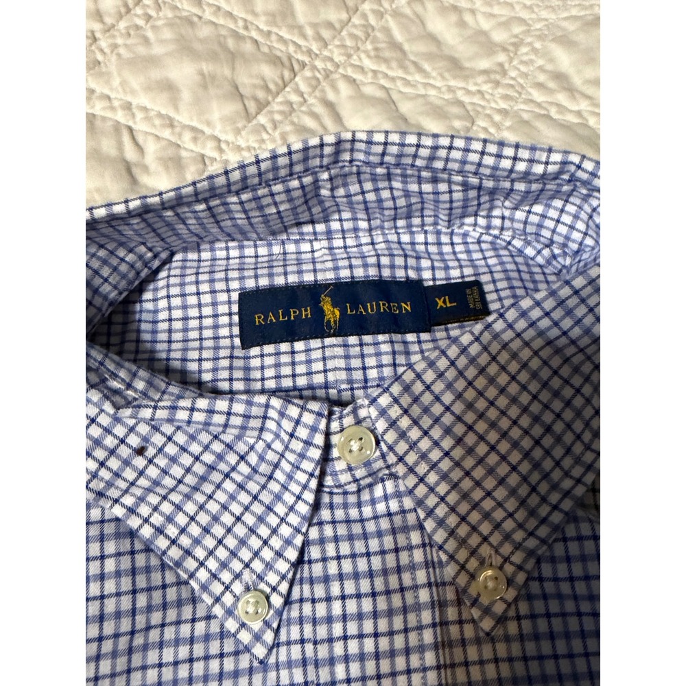Ralph Lauren Mens XL Blue White Gingham Check Button Down Shirt Long Sleeve NWT - Picture 5 of 10